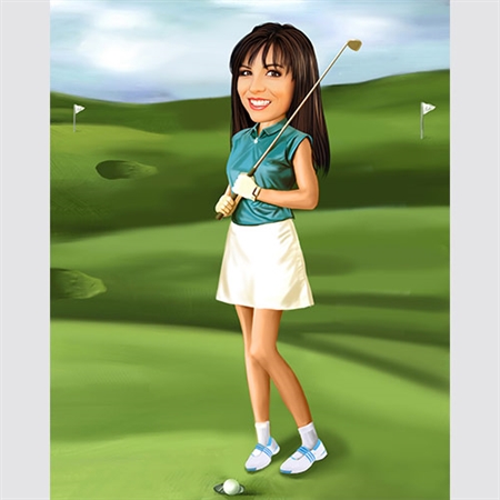 Golf Caricature for Woman from Her Photo,by myDaVinci - myDaVinci